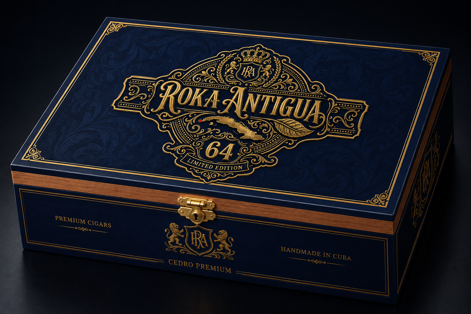 Caja de cedro azul y oro Roka Antigua 64, edición limitada